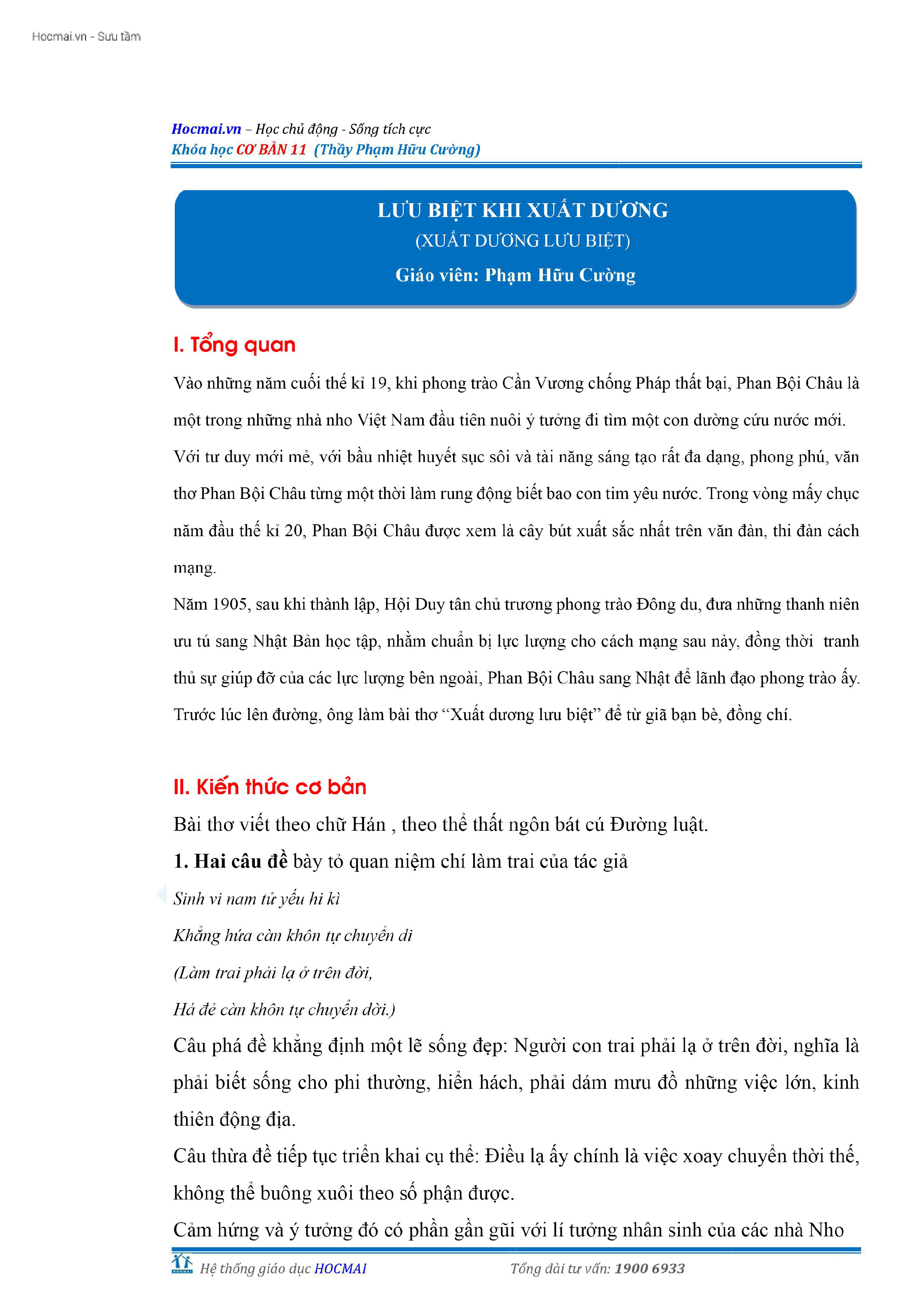 Phân tích Xuất Dương Lưu Biệt