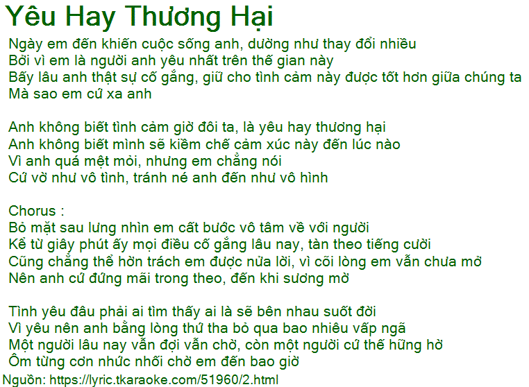 Yêu Khác Thương Hại Lyric Gallery 2