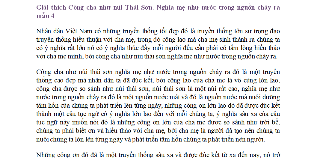 Công Cha Như Núi Thái Sơn, Nghĩa Mẹ Như Nước Trong Nguồn Chảy Ra Gallery 1