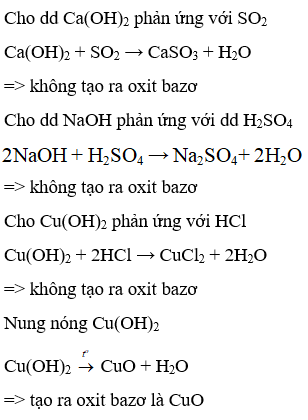 Phản ứng hóa học nào tạo ra oxit bazơ?