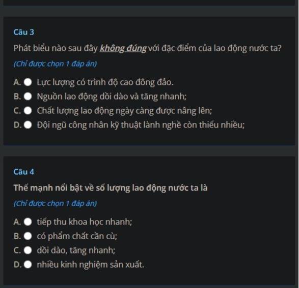 Phát biểu nào sau đây không đúng với đặc điểm của lao động của nước ta? Gallery 2