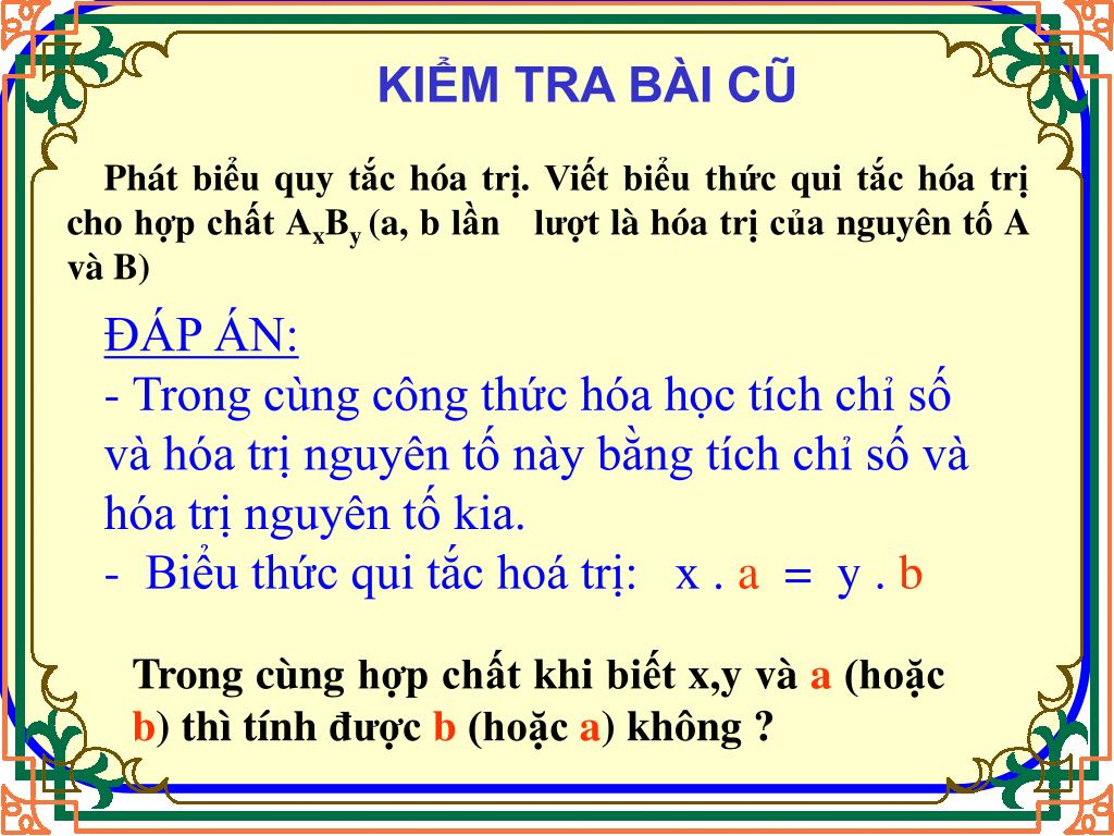 Phát biểu quy tắc hóa trị