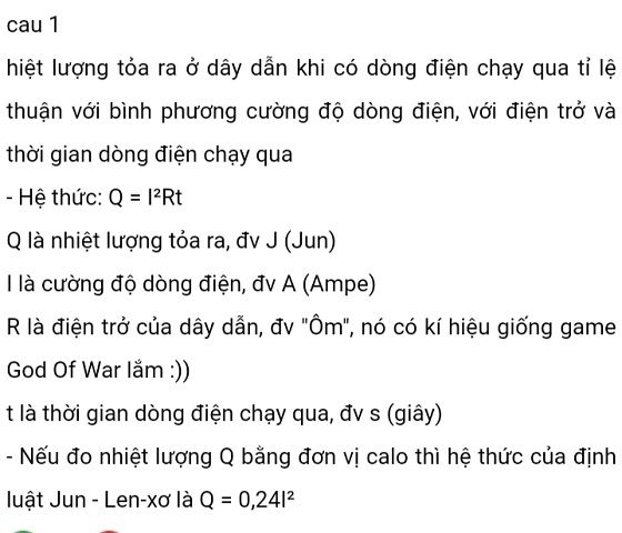 Phát biểu và Hệ thức của Định luật Jun-Lenxơ