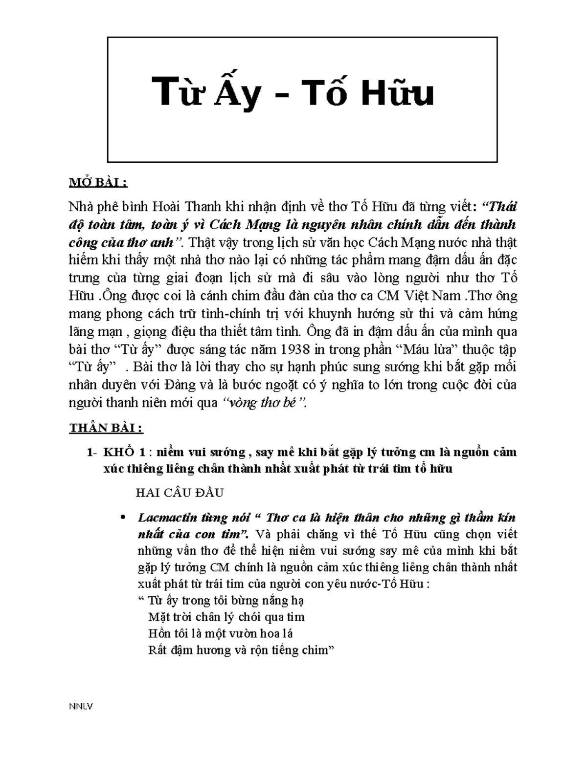 Phê bình văn học Từ ấy