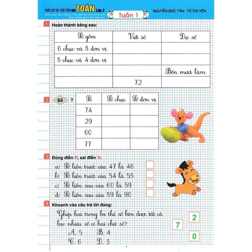 Phiếu Toán Lớp 2: Hướng dẫn giải và bài tập
