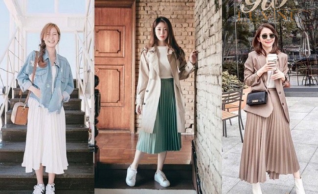 Chân Váy Xòe Xếp Ly Mặc Với Áo Gì? Gallery 1