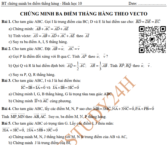 Chứng minh 3 điểm thẳng hàng lớp 10 Gallery 1