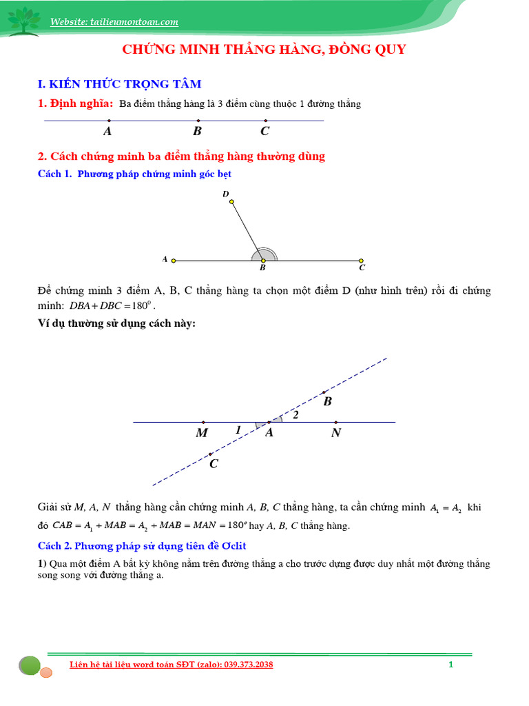 Chứng minh 3 điểm thẳng hàng lớp 10 Gallery 2