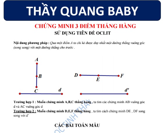 Chứng minh 3 điểm thẳng hàng lớp 7 Gallery 2