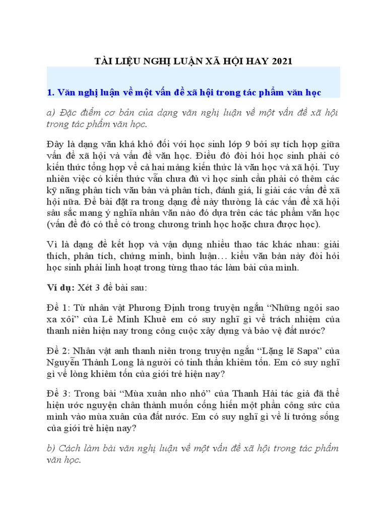 Tài Liệu Nghị Luận Xã Hội: Những Vấn Đề Nổi Bật và Phương Pháp Phân Tích Gallery 2