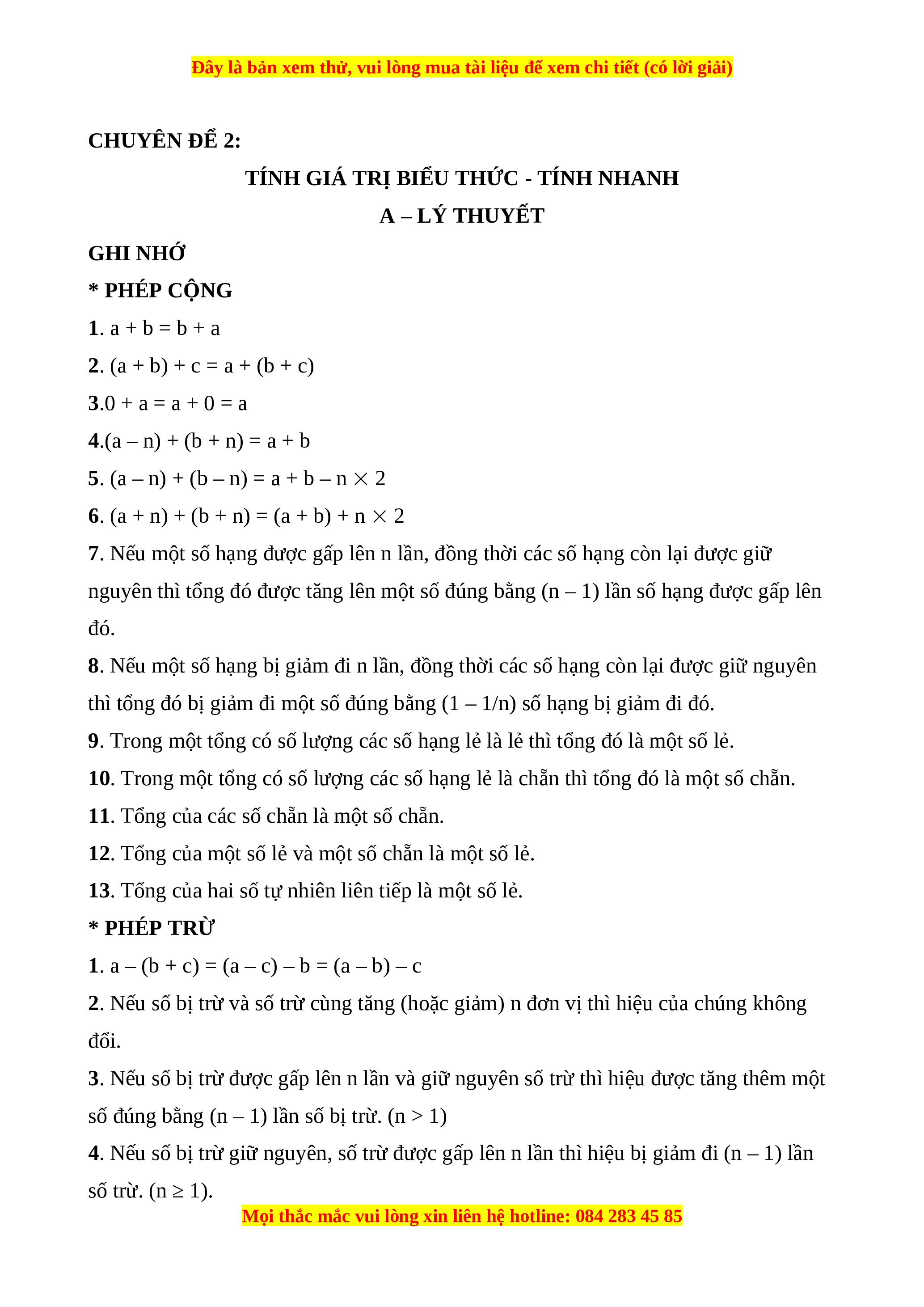 Tính nhanh lớp 4 có đáp án Gallery 1