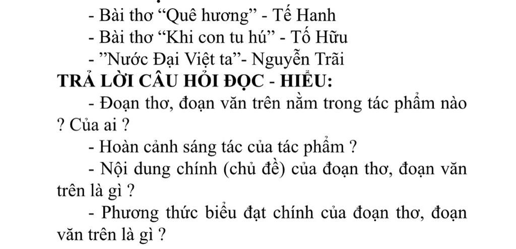 Phương Thức Biểu Đạt Chính Bài Thơ Quê Hương Gallery 2