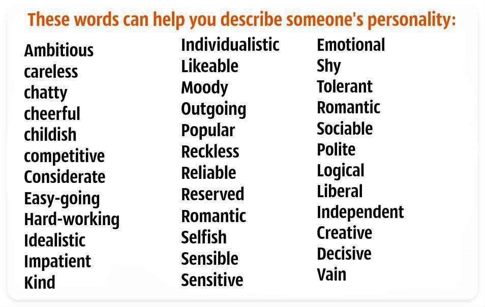 Extensive List of English Character Adjectives Gallery 1