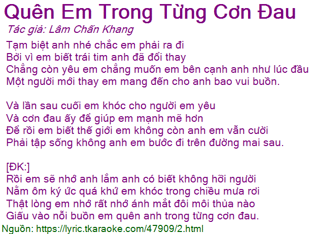 Quen Em Trong Từng Nơi Đau