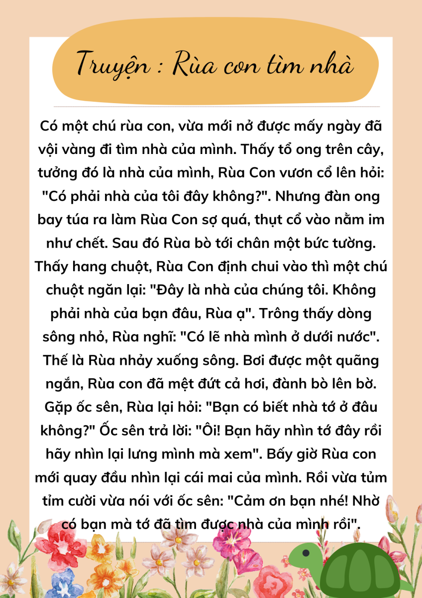 Rùa Con Tìm Nhà - Truyện Cổ Tích Hay Cho Học Sinh Lớp 2