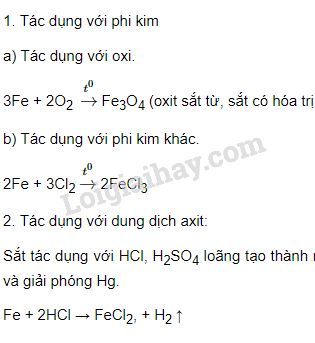 Sắt tác dụng với phi kim
