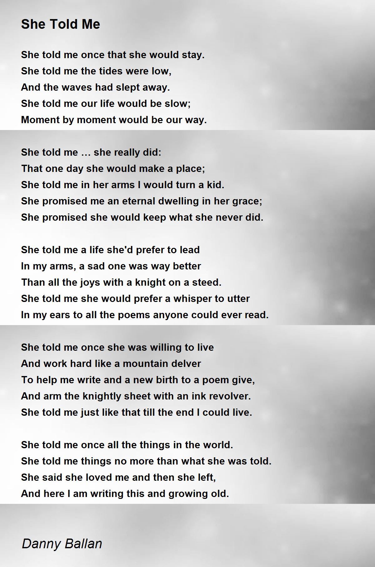 She said to me that she to me the Sunday before Gallery 2