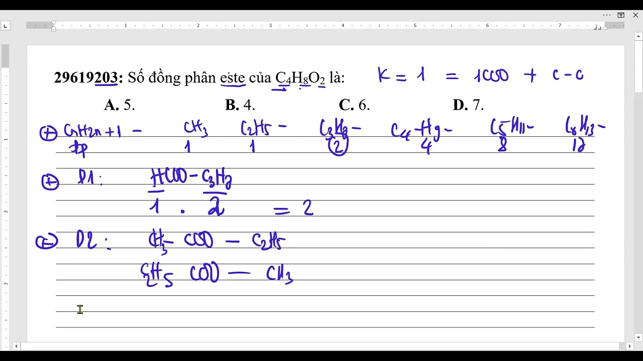 Số đồng phân đơn chức của C4H8O2
