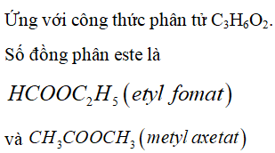 Số Đồng Phân Este Ứng Với Công Thức Phân Tử C3H6O2
