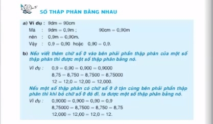 Số Thập Phân Bằng Nhau