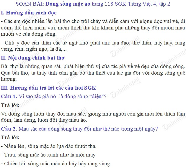 Soạn bài Dòng sông mặc áo