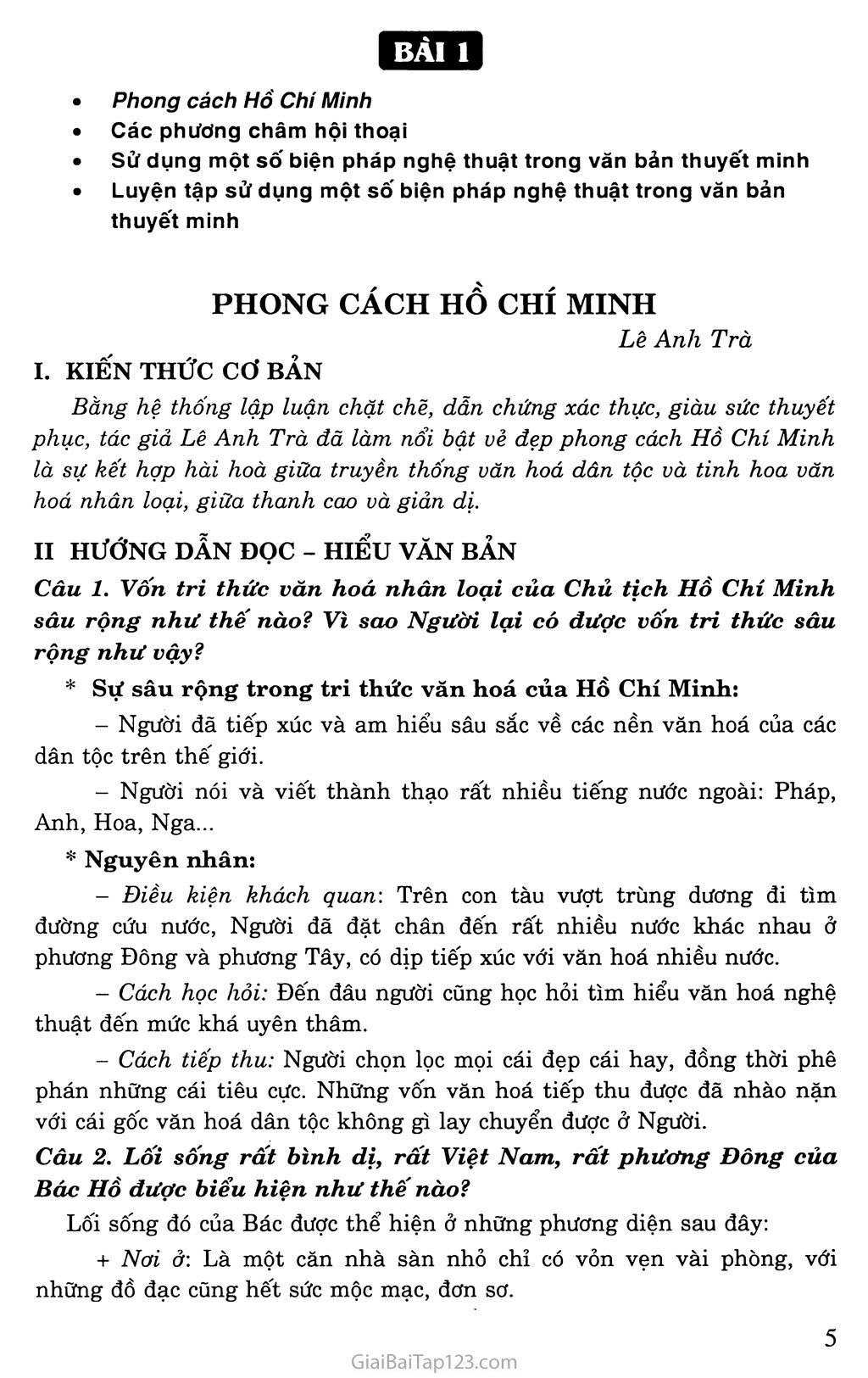 Soạn Bài Phong Cách Hồ Chí Minh