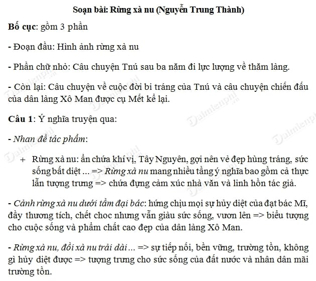 Soạn bài Rừng Xà Nu lớp 12