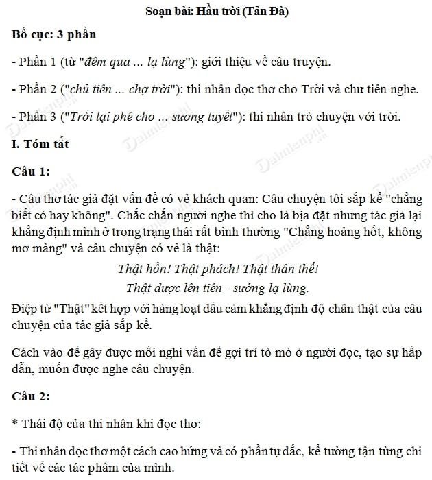 Soạn Hầu Trời Siêu Ngắn