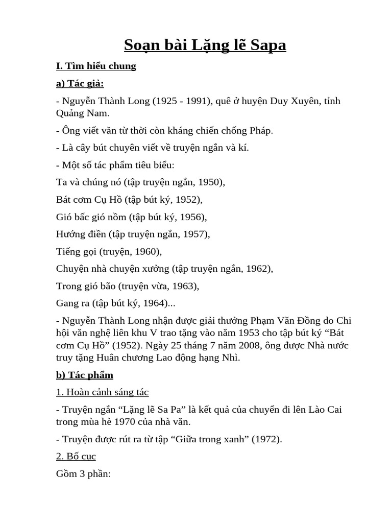 Soạn Lặng Lẽ Sa Pa Ngắn Nhất Gallery 2
