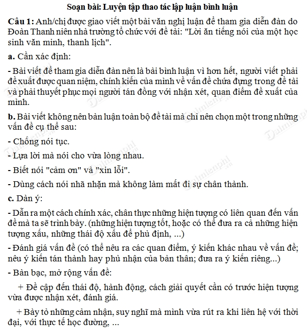 Soạn Văn 11: Thực hành các thao tác lập luận trong bài bình luận Gallery 2