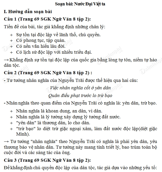 Soạn Văn 8 Bài Nước Đại Việt Ta Siêu Ngắn