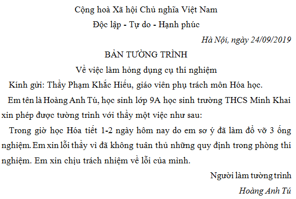 Soạn Văn 8: Bài Văn Bản Tường Trình