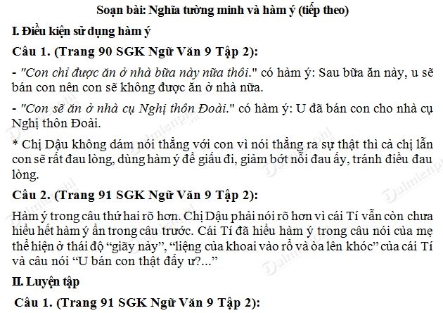 Soạn Văn 9: Nghĩa Tường Minh và Hàm Ý - Phân tích chi tiết