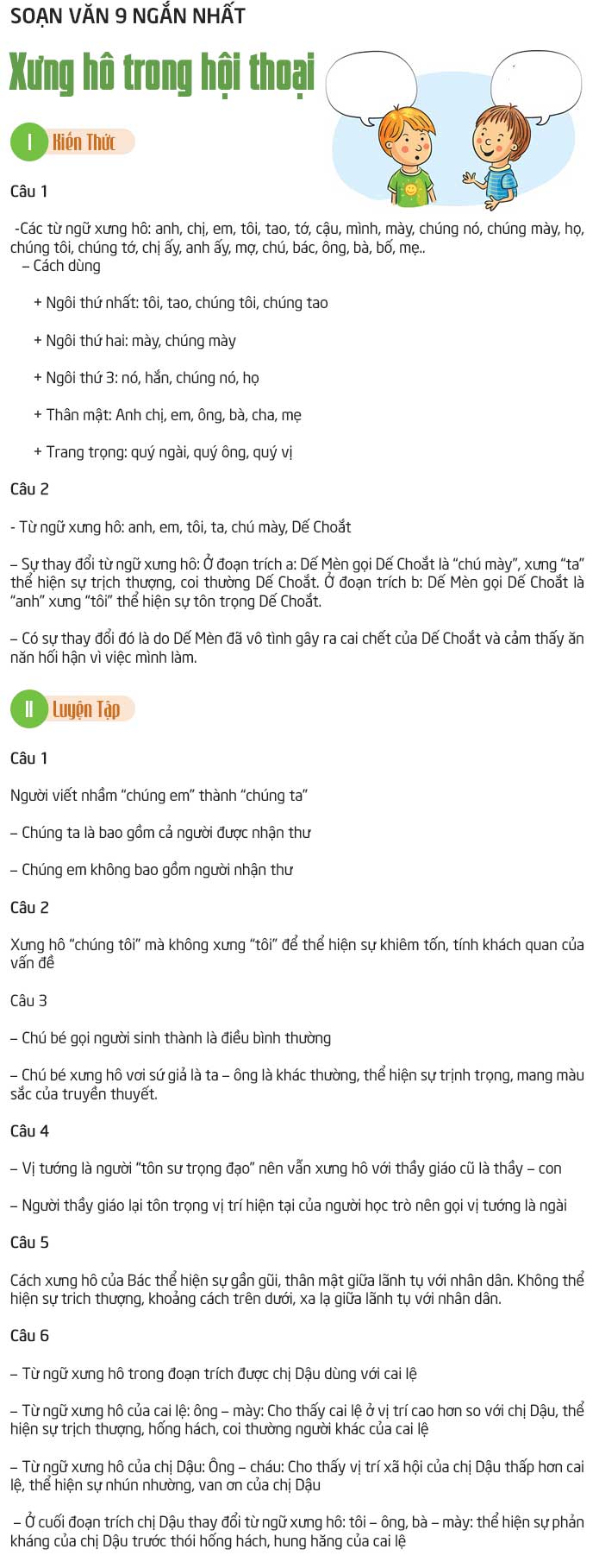 Soạn Văn 9 Bài Xưng Hô Trong Hội Thoại