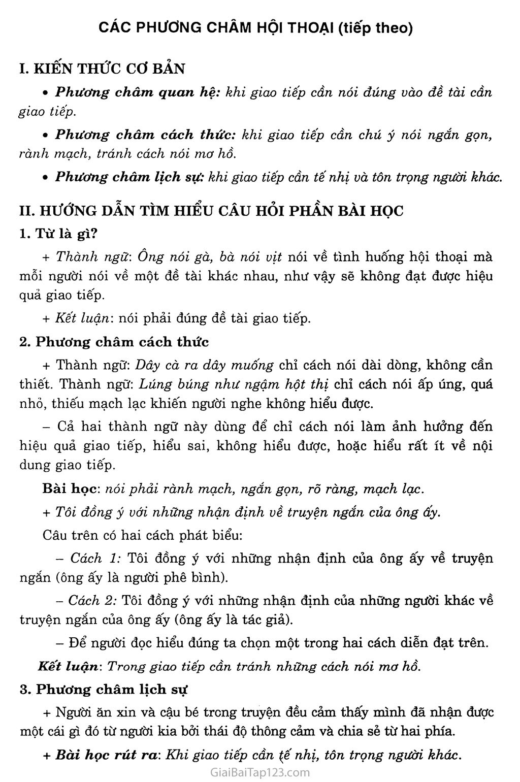 Soạn Văn 9 Các Phương Châm Hội Thoại Tiếp Theo