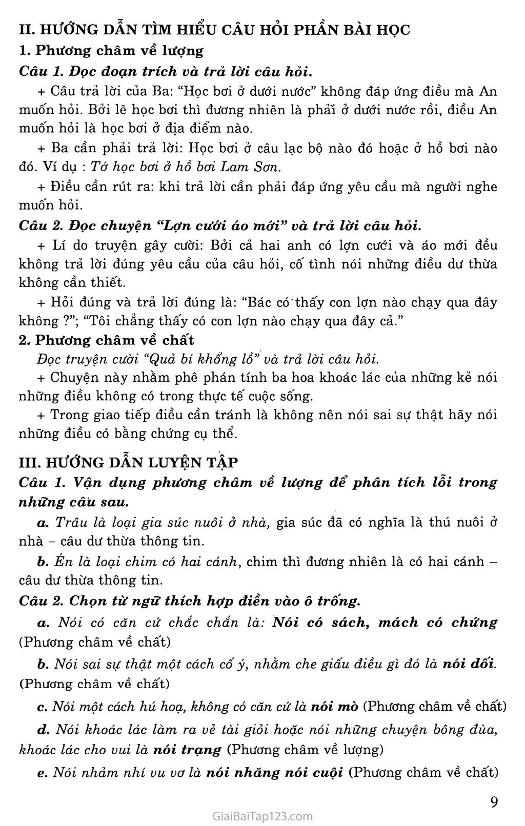 Soạn Văn 9 Phương Châm Hội Thoại