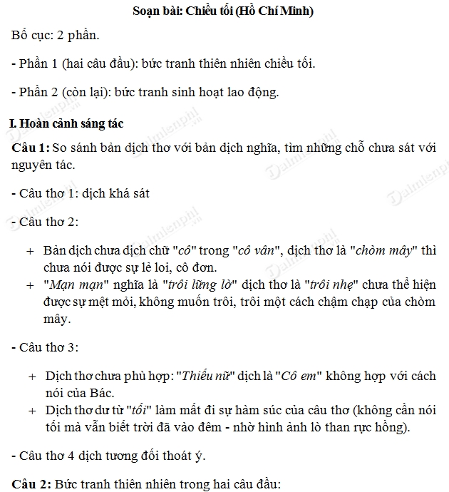 Soạn Văn Bài Chiều Tối