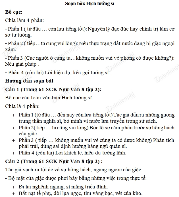 Soạn Văn Lớp 8: Hịch Tướng Sĩ - Chi Tiết và Đầy Đủ