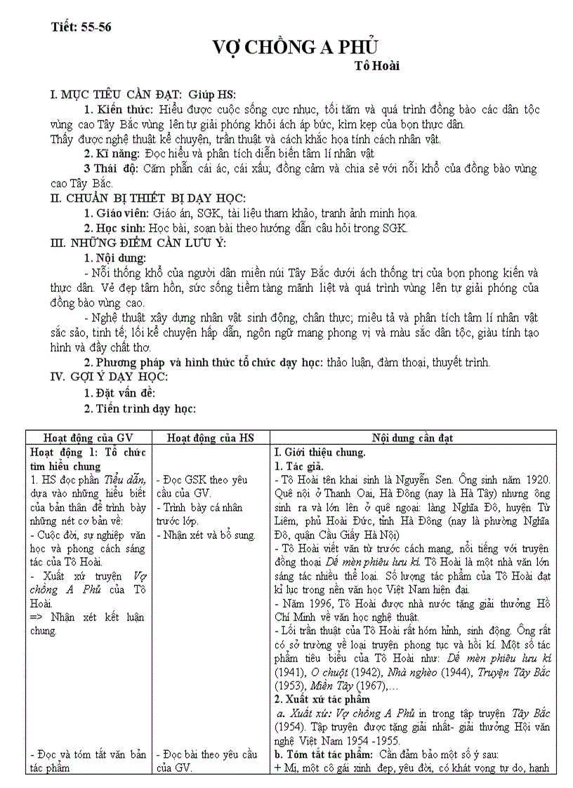 Soạn Văn Vợ Chồng A Phủ Giáo Án