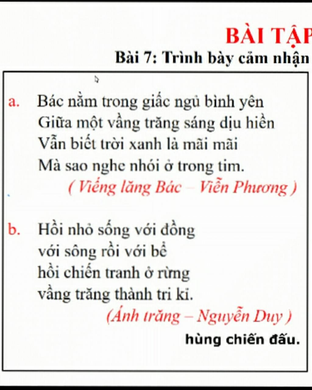 Cảm nhận về đoạn thơ "Bác nằm trong giấc ngủ bình yên" Gallery 1
