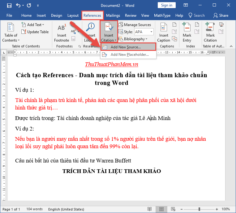 Cách Làm Trích Dẫn Cuối Trang Trong Word Gallery 2