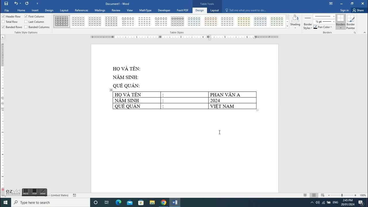 Cách tạo dấu hai chấm thẳng hàng trong Word Gallery 2