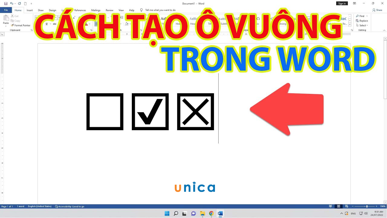 Cách tạo ô vuông nhỏ trong Word Gallery 2