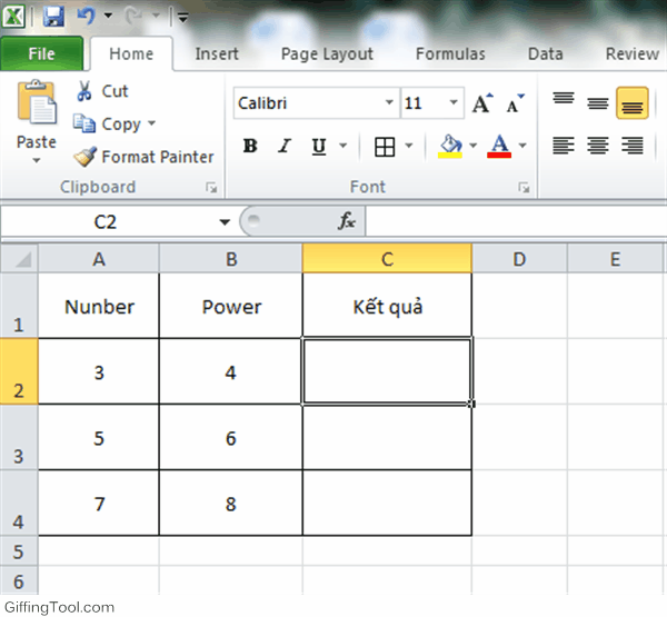 Cách tính số mũ trong Excel Gallery 1