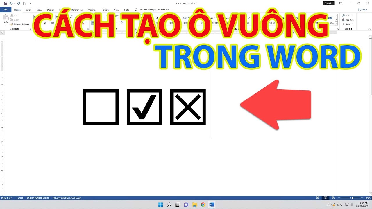 Chèn ô vuông trong Word Gallery 1
