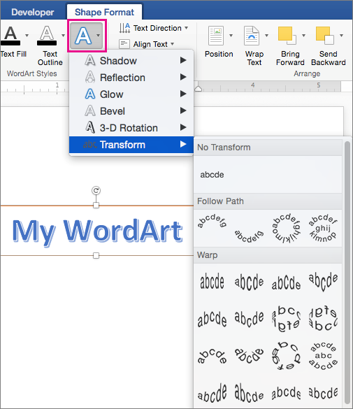 Cách làm chữ lượn sóng trong Word Gallery 1
