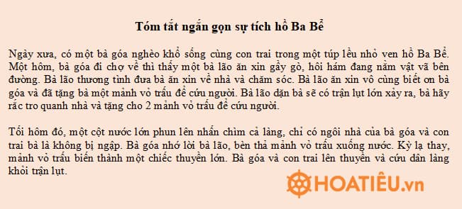 Sự tích Hồ Ba Bể ngắn gọn
