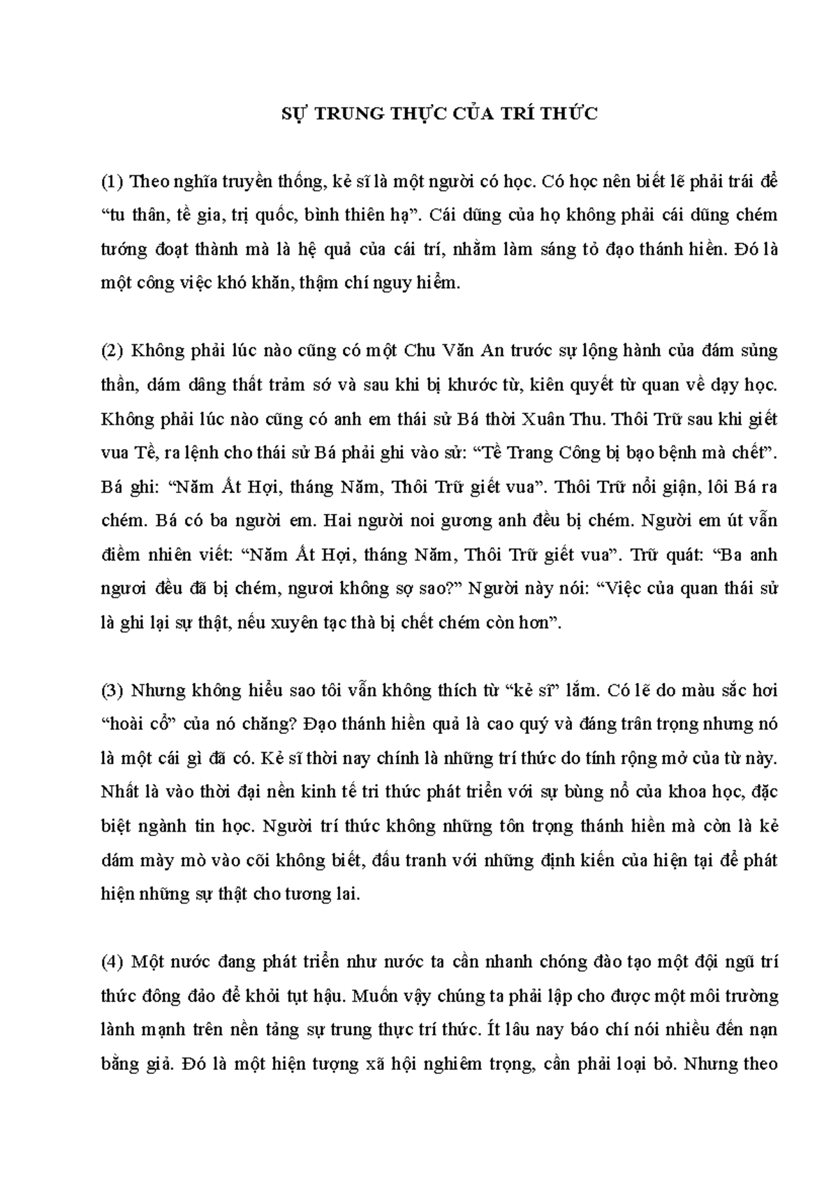 Sự Trung Thực của Tri Thức