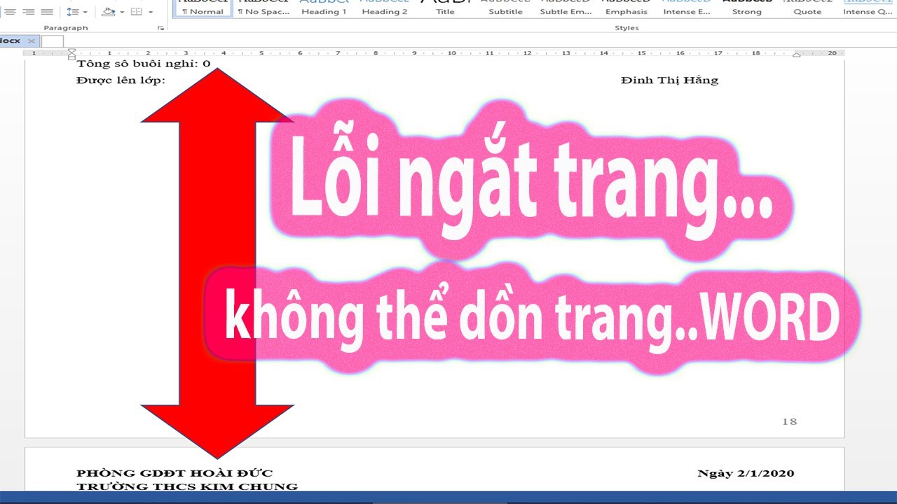 Sửa lỗi ngắt trang trong Word