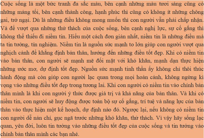 Sức mạnh của niềm tin trong cuộc sống
